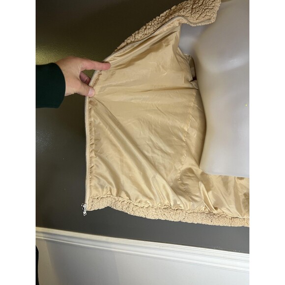 Nine West Jacket Womens Extra Large Beige Sherpa Fleece Full Zip Teddy Coat - Picture 5 of 8